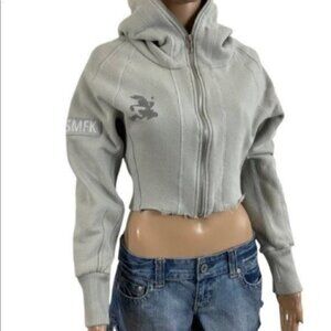 Looney Tunes X SMFK Collaboration Cropped raw hem Hoodie sz 1 | Small Rare Find